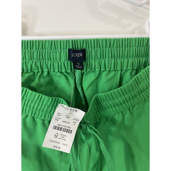 J.Crew Factory Linen Cotton Drawstring Pants 0 Green Casual Summer Beach - Picture 5 of 11
